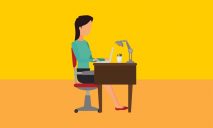 lady working at desk at home