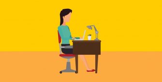 lady working at desk at home